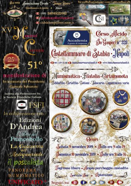 Collezionismo: A Castellammare di Stabia il XV Memorial Correale, il 9 e 10 Novembre 2019